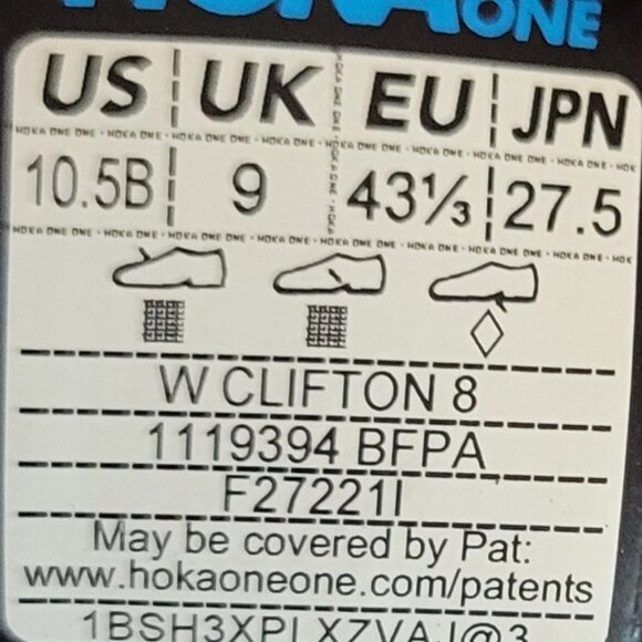 Hoka One One Clifton 8 Women's Size US 10.5B Blue Fog Athletic Running Sneakers. - Picture 5 of 14